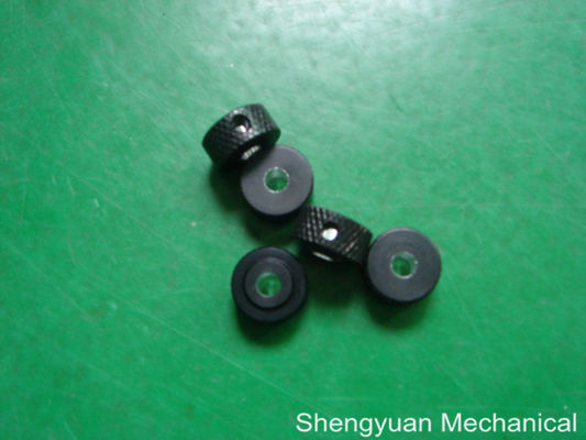 Black Anodize Turned Precision Parts / Alumunium Short Sleeve Knobs M8