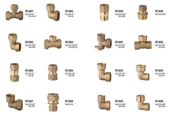 Yellow Custom CNC Precision Machining , Brass Compression Fitting With Nickel / Chrome Plated